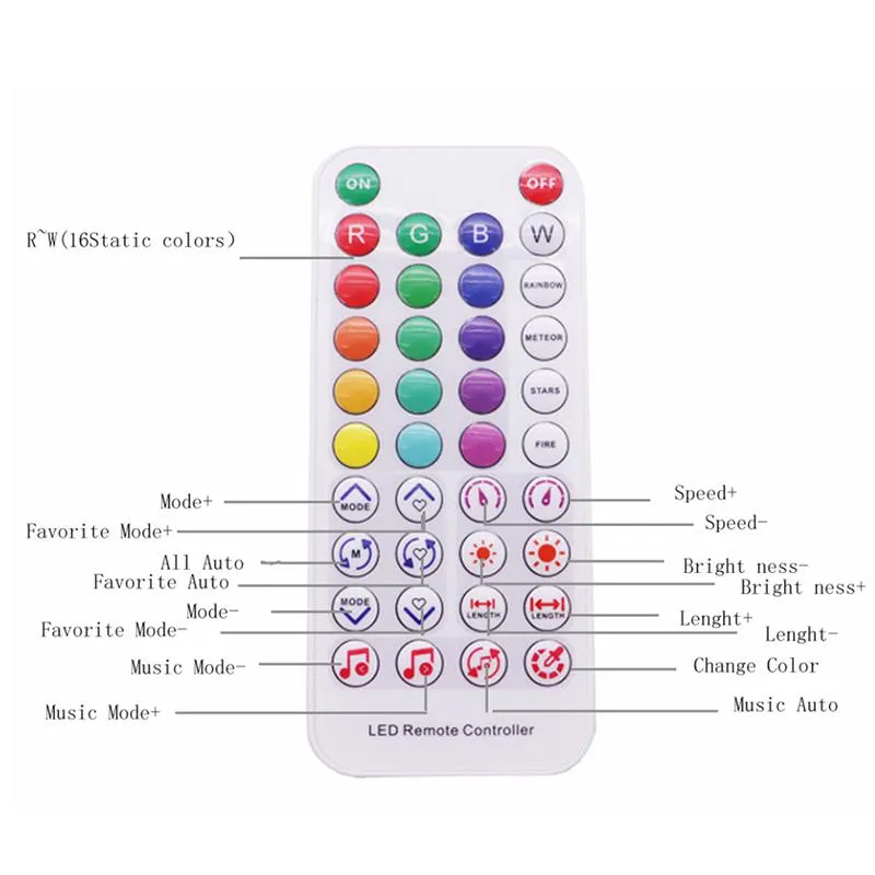 LED Controller SP611E Bluetooth Music App for WS2811 WS2812 Addressable LED Light Strip IR 38 Keys DC5V-24V