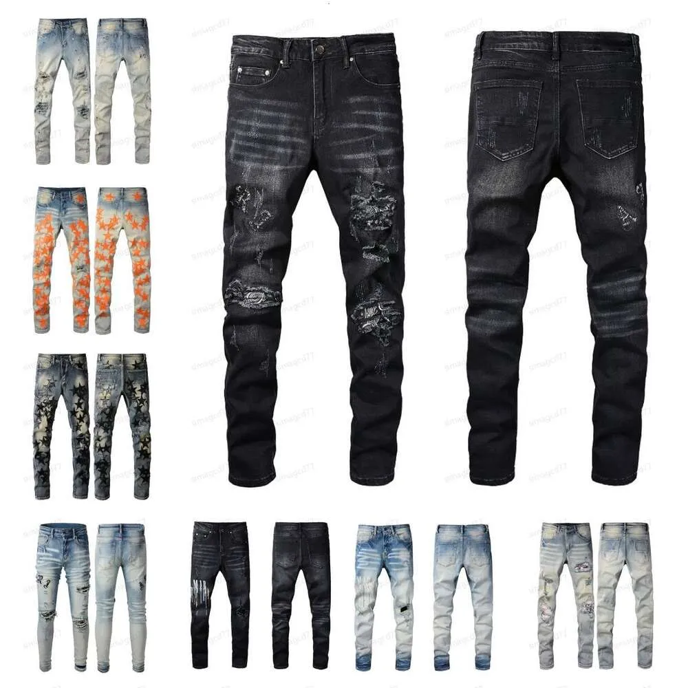352 Amirs Мужские женские дизайнерские джинсы Потертые рваные байкерские тонкие прямые джинсовые брюки для мужчин с принтом Армейская мода Мужские узкие брюки M 6117 aMirIs