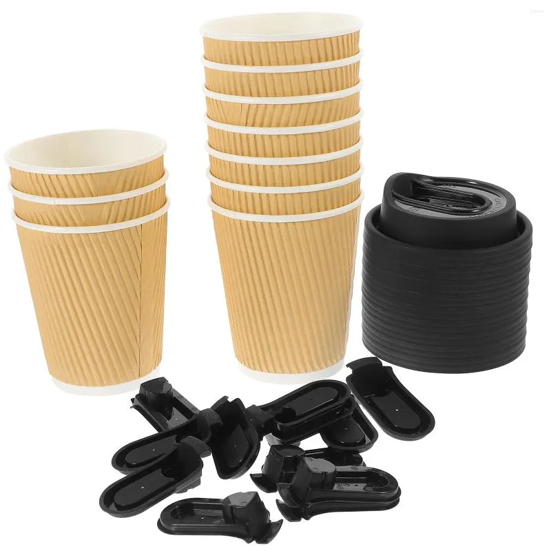 Gobelets jetables pailles papier tasse à café tasses boisson couvercles isolés jus de lait Anti-fuite fête de boisson