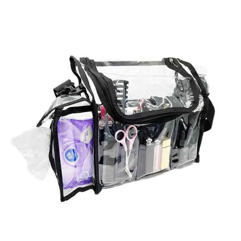 Sac de maquillage transparent, sac à bandoulière organisateur de toilette en PVC pour artiste disponible sur mesure H2204292106