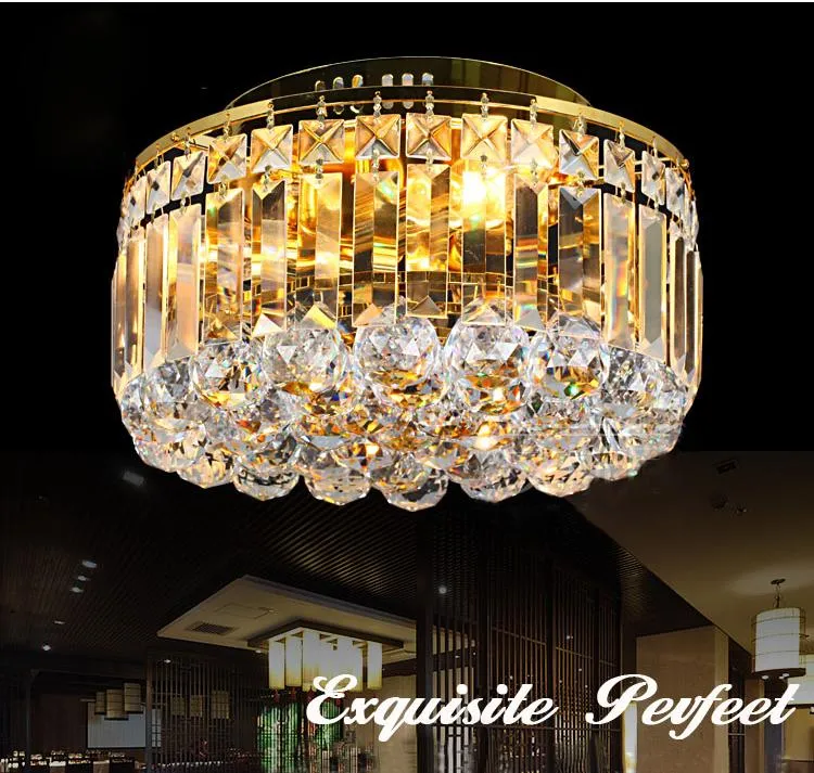 Ceiling Lights Modern Europe Golden Chrome K9 Crystal Lamp Light Living Room Restaurant Entrance Lighting