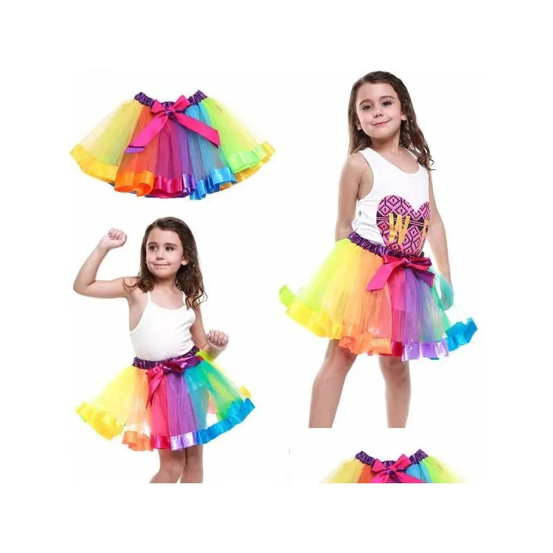 Jupes Colorf Tutu Jupe Vêtements Pour Enfants Vêtements De Danse Jupes Ballet Pettiskirts Rainbow Ruffled Anniversaire Drop Livraison Bébé, Enfants Maternité Dhtro