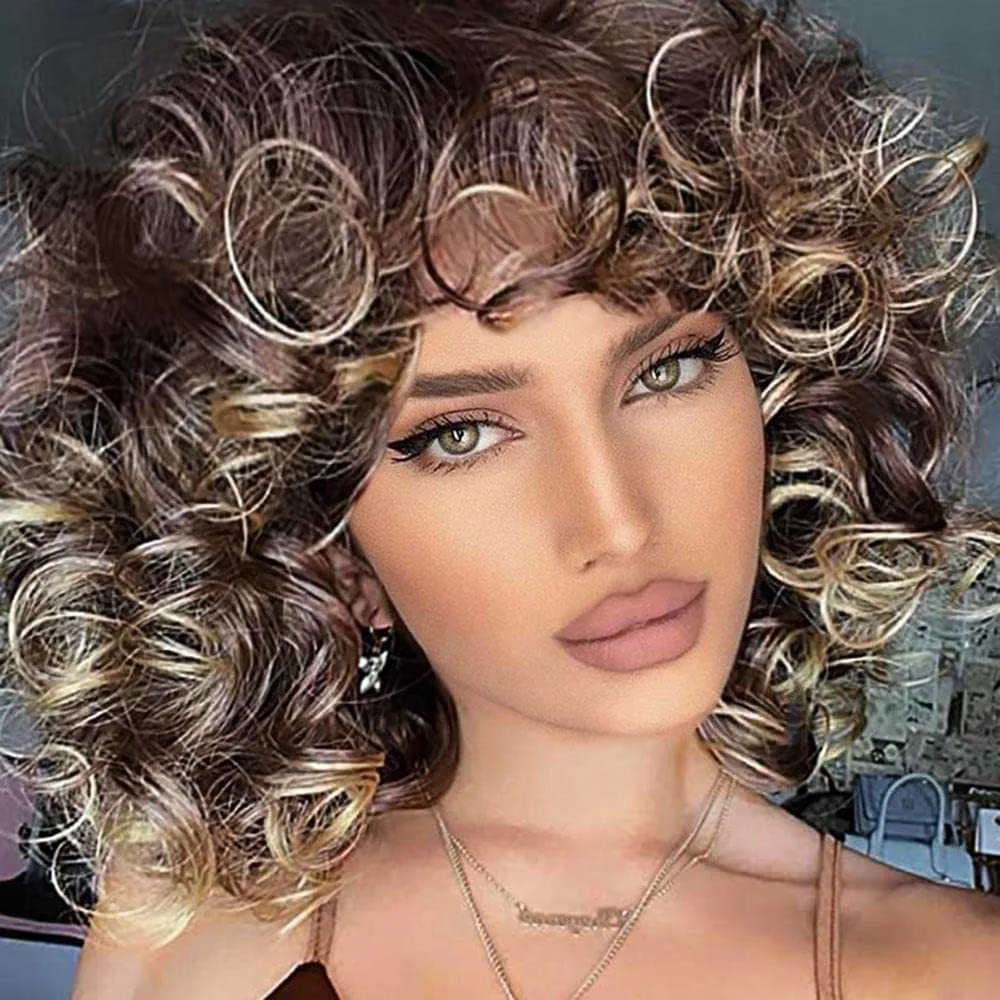 Synthetic Wigs Women's Wig Headband Small Curly Hair Roman Curly Short Curly Wig