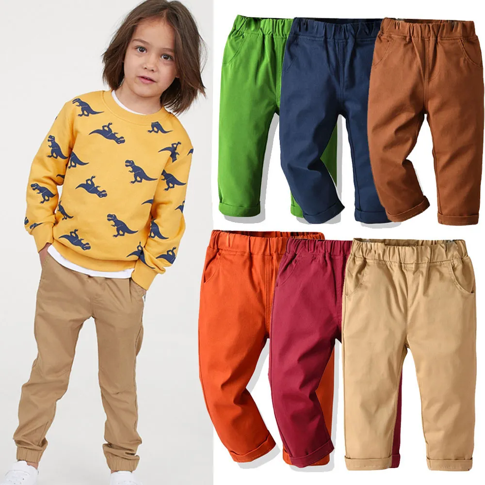 Boys' Pants Khaki Children's Autumn Spring and Autumn New School Uniform Pants Baby Cotton Casual Pants