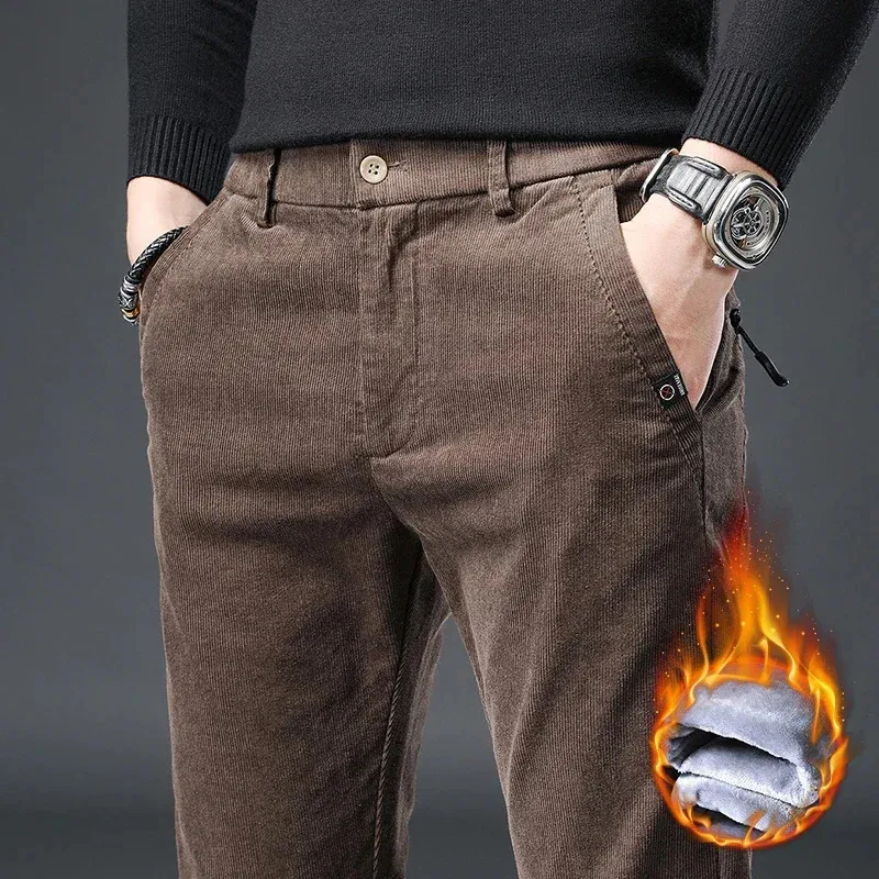 Erkekler Pantolon Sonbahar Kış Kış Erkekler İnce Uygun Düz Undu Poştası Pantolon Yüksek Kaliteli Pamuk Streç Basit Giysiler Saf Fit Rahat Pantolon 231129