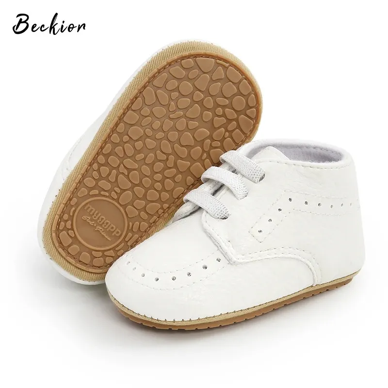 İlk yürüyüşçü Beckior Born Bebek Ayakkabıları Klasik Bebek Erkek Kız Kızlar Deri Antislip Falt Kauçuk Türük Toddler Crib 231128