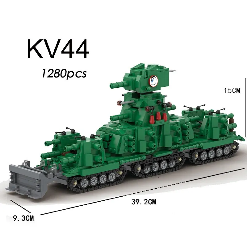 Fournitures de jouets de noël, blocs de construction créatifs compatibles MOC, restauration World of Tanks KV 44, char lourd, cadeau d'anniversaire pour garçon 231128