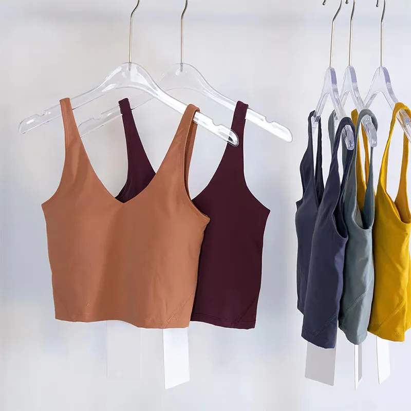 Nouveau modèle Align Tank Classique Populaire Fitness U Soutien-Gorge Beurre Doux Femmes Sport Débardeur Gym Lulus Yoga Gilet Beauté Dos Antichoc Avec Coussin De Poitrine Amovible en gros