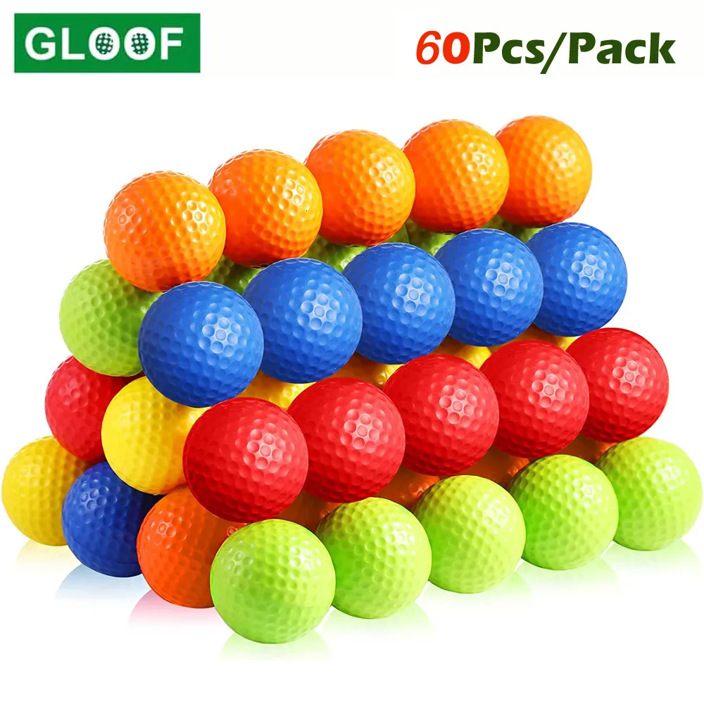 ゴルフボール60PCSPACK PEプラスチックゴルフ練習ボール屋内または屋外の裏庭のためのフライトトレーニングボールリアルなフィールランダムカラー230428