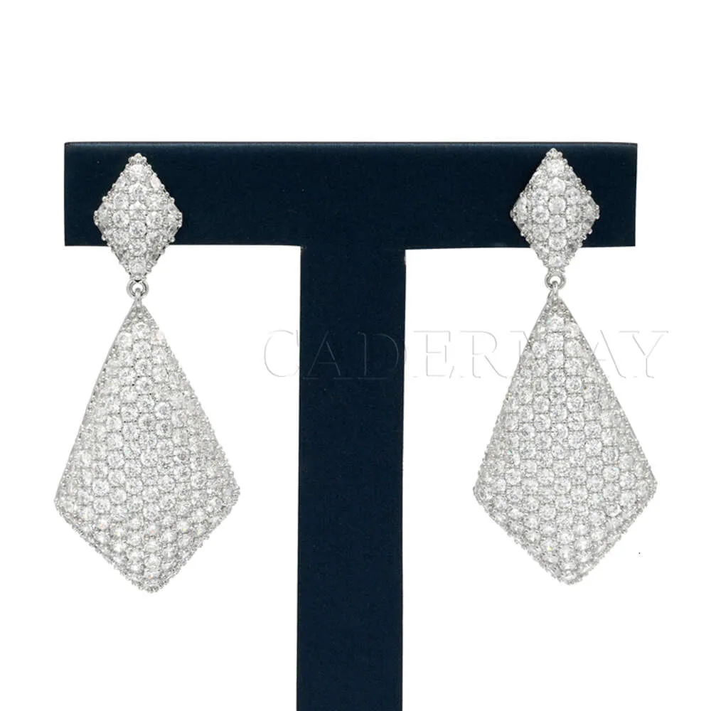 2023 Cadermay Trendy S Moissanite Earrings Studded Wedding Jewelry Elegant Shiny Square Diamond Earrings For Women