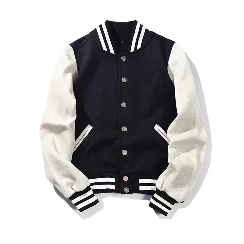 Mens Jackets Moruancle Uni College Varsity Baseball Solid Color Fashion Letterman Outerwear For Couples Uniform Drop Delivery Apparel Dhux2