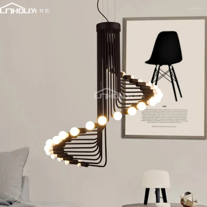 Lampes suspendues Escalier Lumière 2023 Café Bar Américain LED Loft Rétro Simple Créatif Spirale