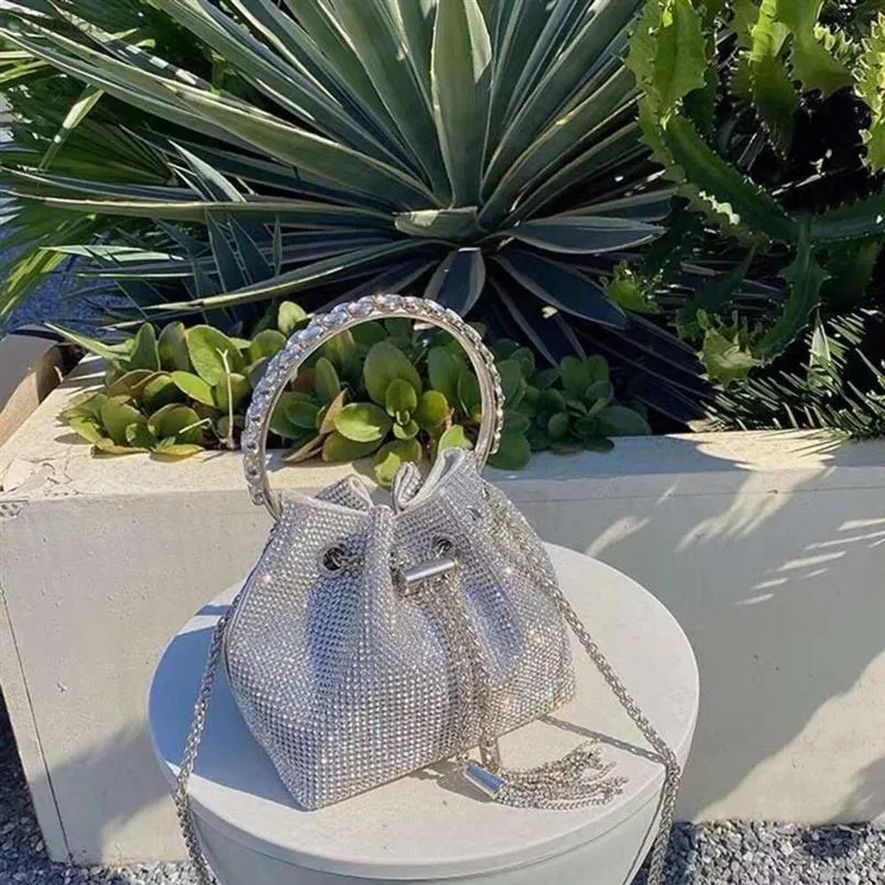 Bolso de diseñador Cartera de diamantes Bolsos de cubo brillantes Pequeño bolso cruzado de lujo Bolsos y bolsos de noche para cena para Lady317m