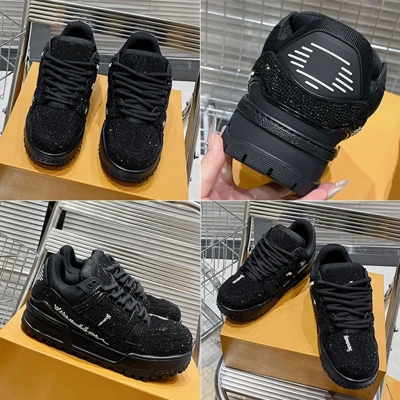 Designer Schoenen heren Gekleurde diamant verfraaid Sneakers mode Feest Sprankelende unieke skateschoenen Top kalfsleer ventileren zool Met originele doos