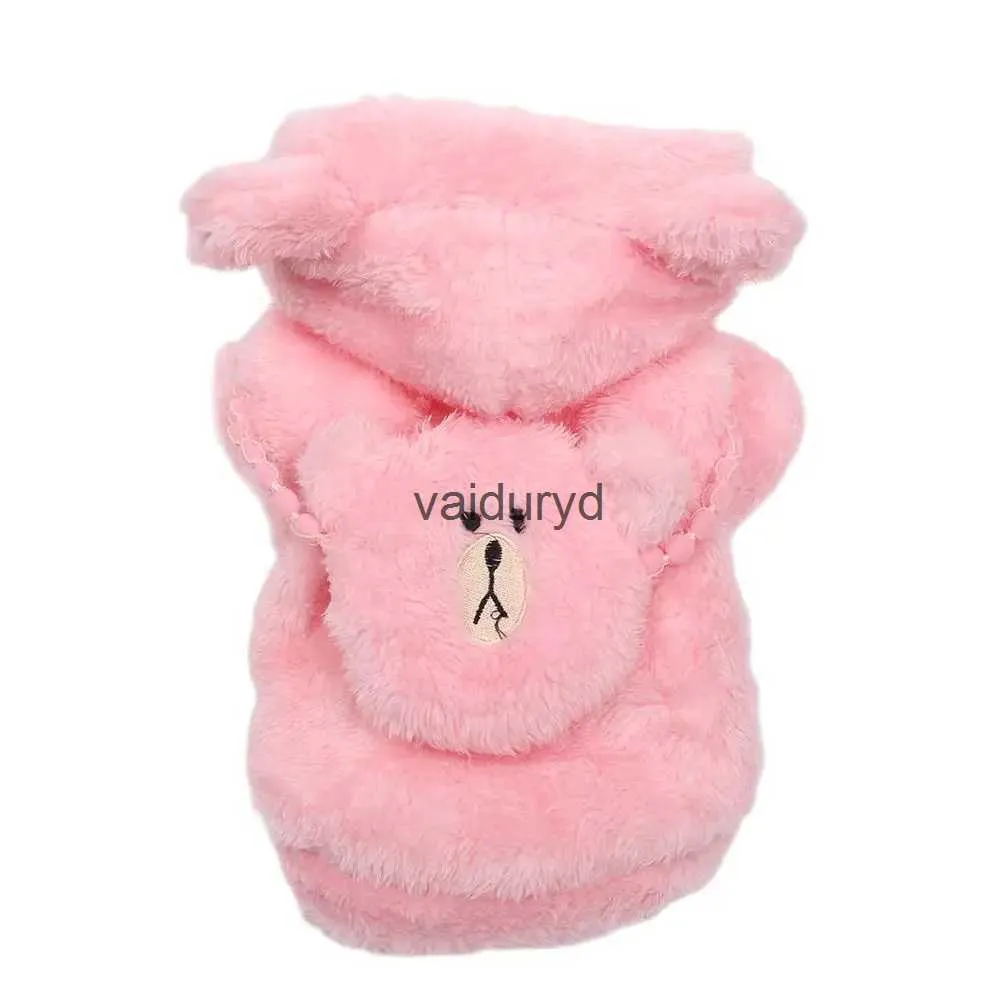 Dog Apparel Pet Faux Fur Warm Hoodie Coat 2 Legs Bear Design Winter Clothes Puppy et 5 colorvaiduryd