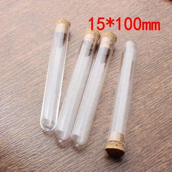 Plastic Test Tube With Cork Stopper 4-inch 15x100mm 11ml Clear ,Food Grade Cork Approved Fast Shipping