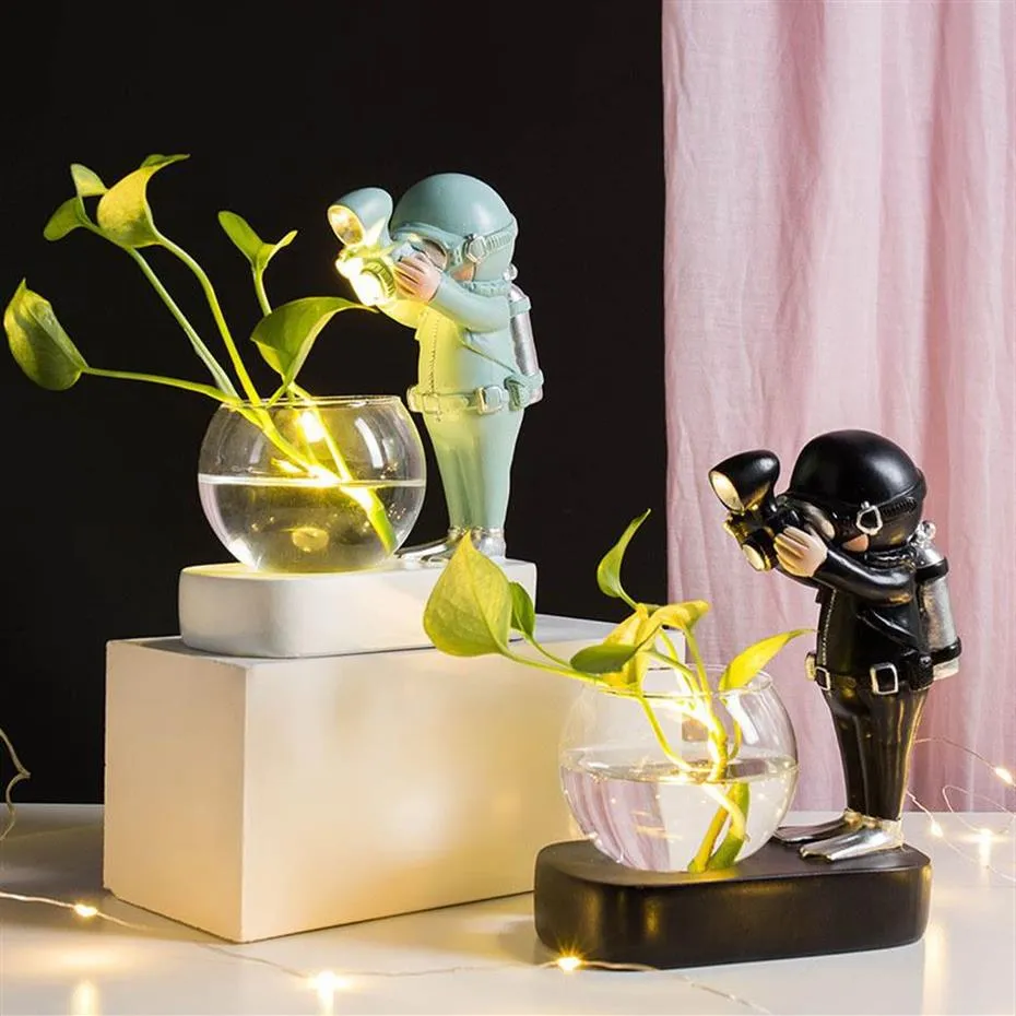 Nordic Astronauta Idroponica Vaso per piante verdi Diver Vaso di fiori Giardino Coffee Shop Tavolo Personalità della moda Decorazione della casa Regalo 102148