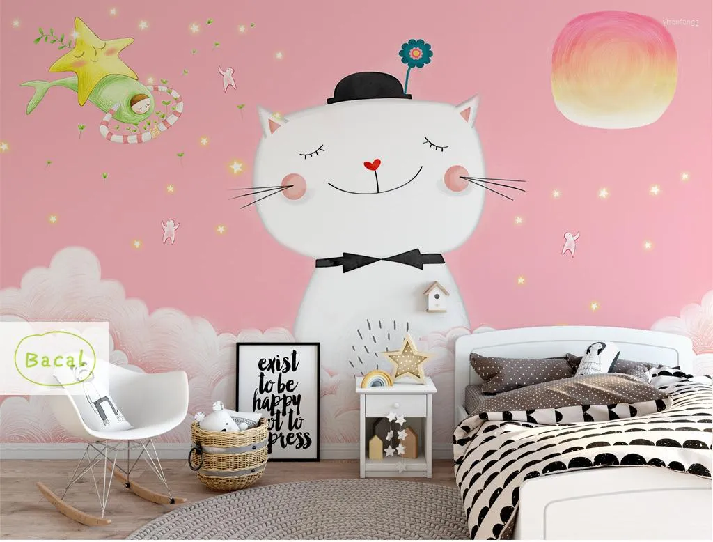 Pusheen Wallpaper Cartoon Kids Removable Wall Sticker Nursery Home