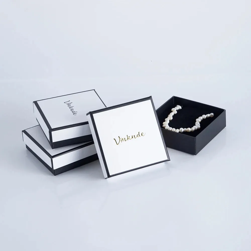 Hänge halsband anpassade 50st smycken arrangör box svart vit kraft papper display presentförlådor förlovningsring för örhänge halsband armband 231128