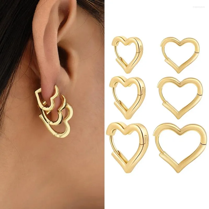 Hoop örhängen mode hjärta formad för kvinnor minimalistisk rostfritt stål metall piercing öron spänne punk party smycken gåva