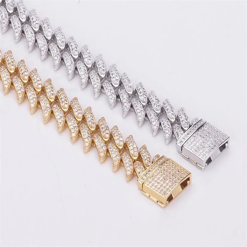 18mm Men Women Miami Cuban Chains Jewelry Sets Full CZ Box Clasp Choker 20 Necklace 7 5 Bracelet Hip Hop Bling Bling I242R