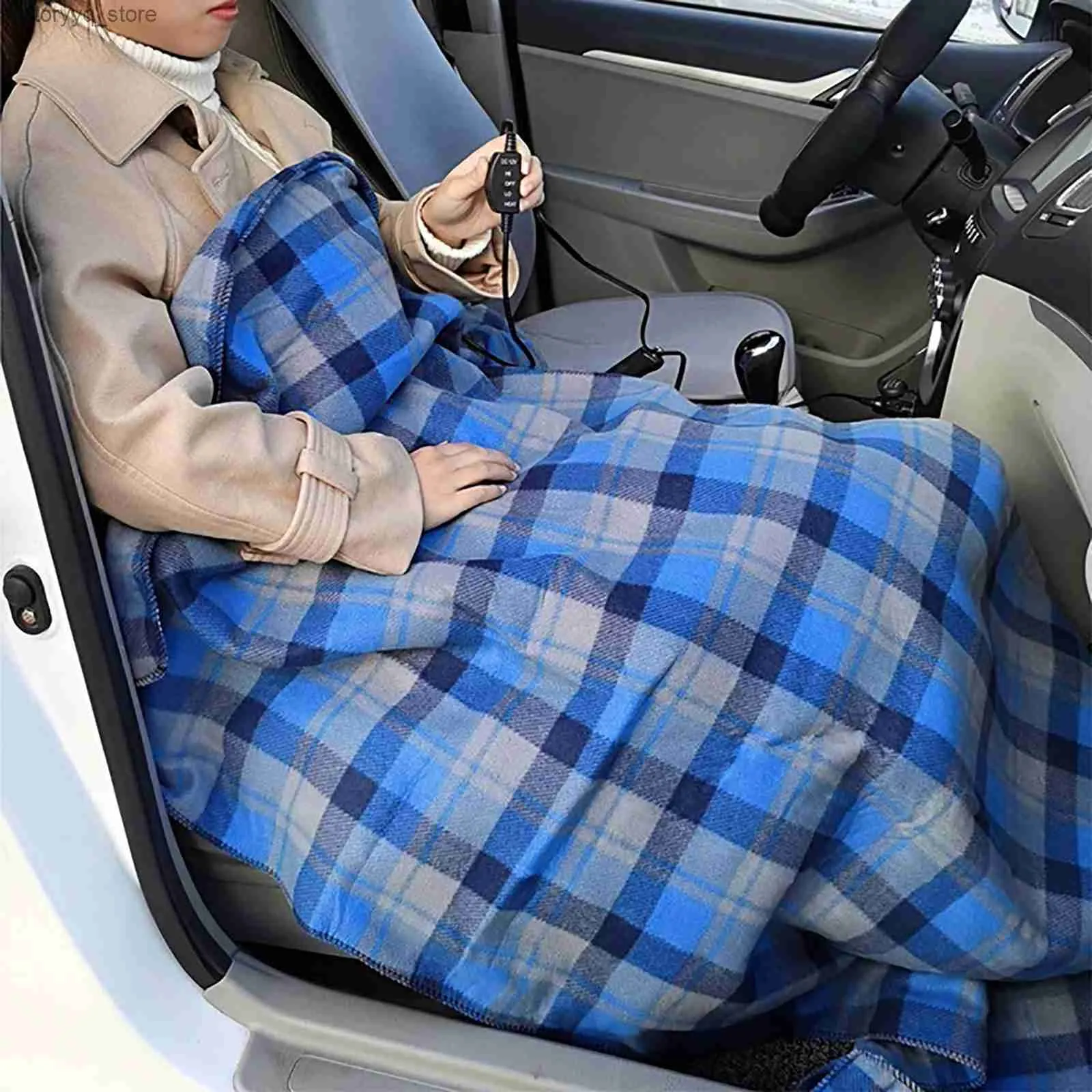 Elektrische deken Elektrische autodeken - 12 volt fleece verwarmde reisdeken - 2 warmte-instellingen Q231130