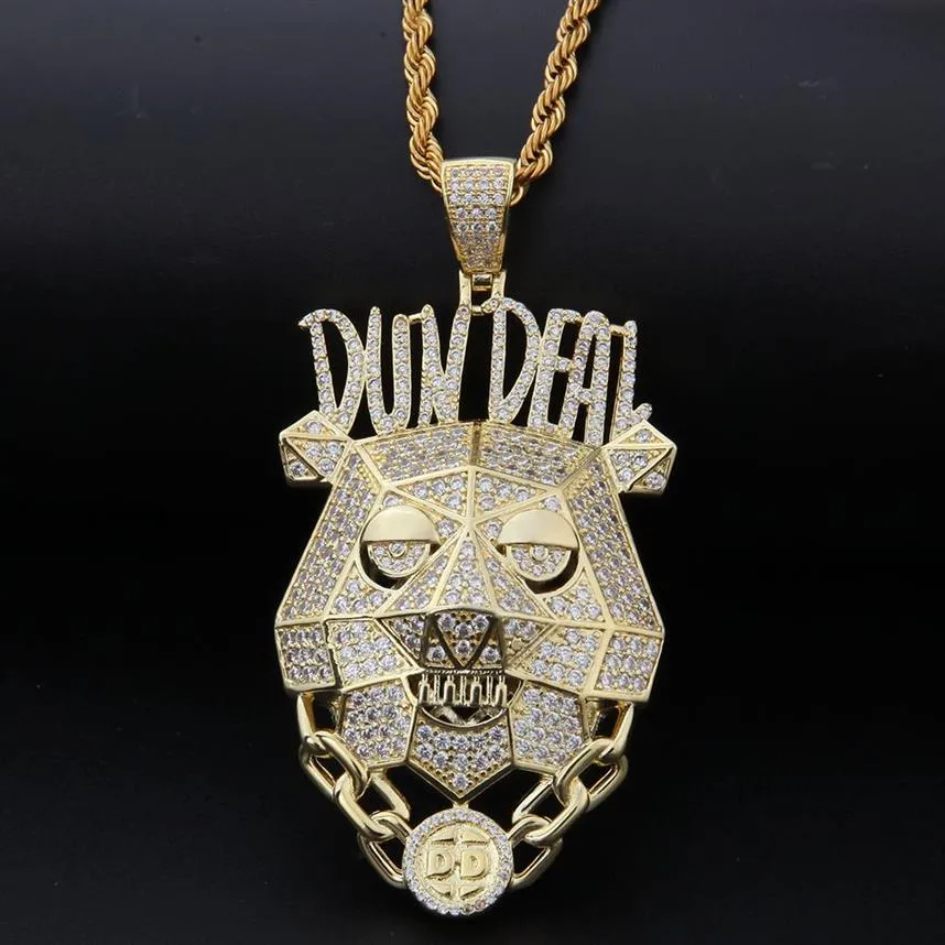 Collier pendentif Bundeal personnalisé glacé en or jaune 14 carats Micro pavé laboratoire diamant Hip Hop hommes bijoux 255s