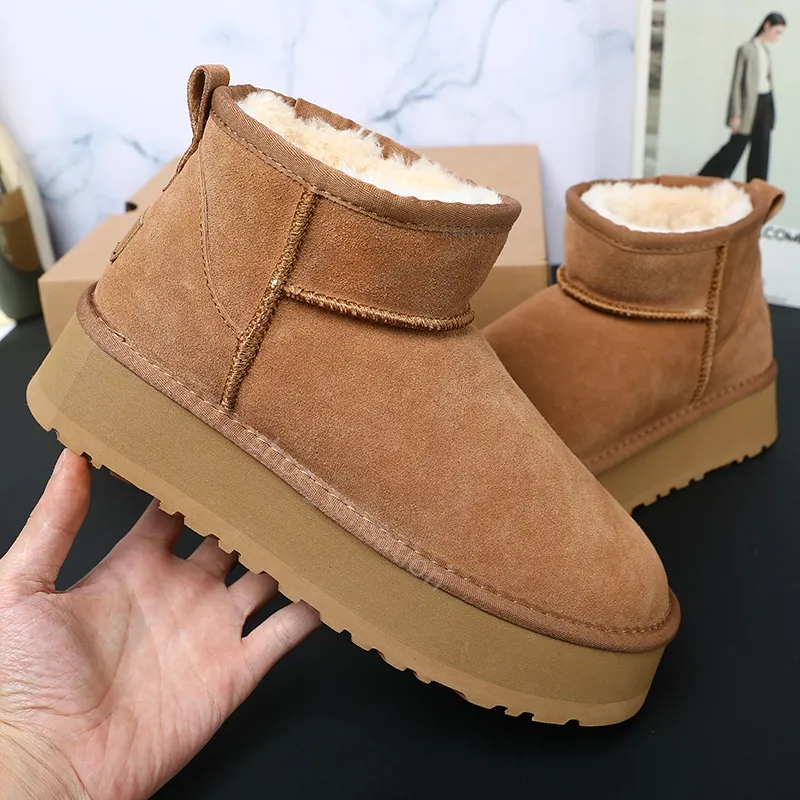 Avustralya Boot Tazz Terlik Tasman Platform Botları Kadın Kürk Slaytları Klasik Ultra Mini Slip-On Les Petites Süet Yün Kış Kadın Tasarımcı Ayakkabı BOOTICE US 4-13