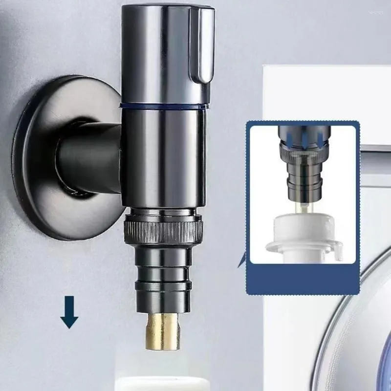 Bathroom Sink Faucets Washing Machine Valve Double Control Faucet Check Single Cold Two-way Wall Mounted Angle