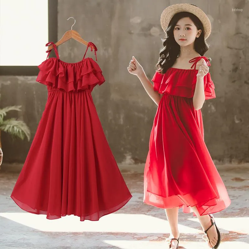 Vestidos De Ni a Vestido Largo De Gasa Roja Edad Para 4 14 A os