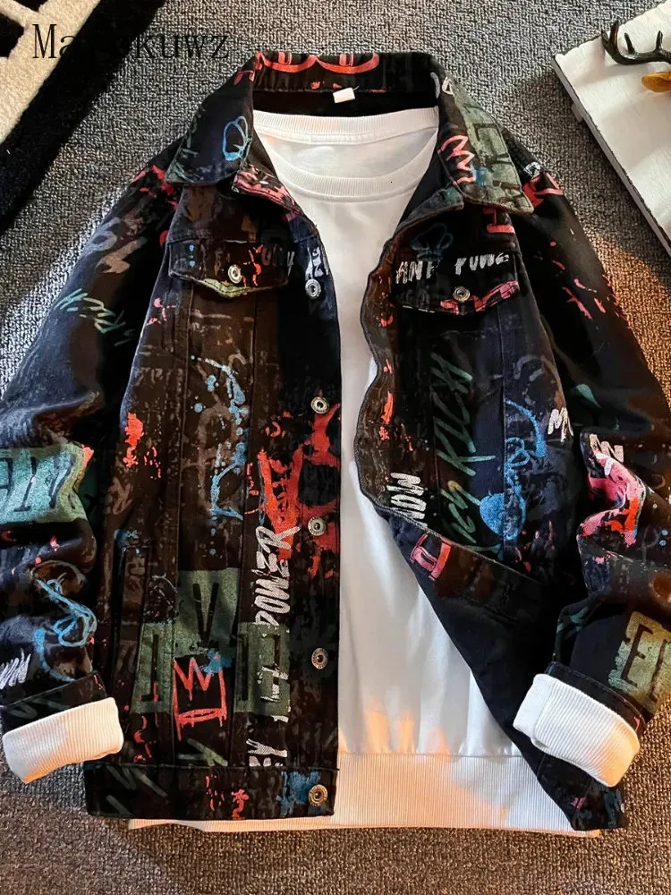 Mens punk 2025 denim jacket
