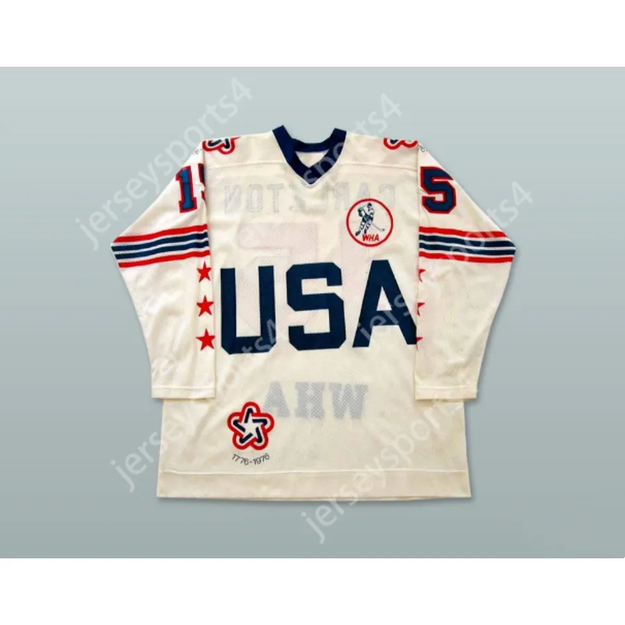 Custom Wayne Carleton 15 WHA 1975-76 All Star White Hockey Jersey New Top Ed S-M-L-XL-XXL-3XL-4XL-5XL-6XL