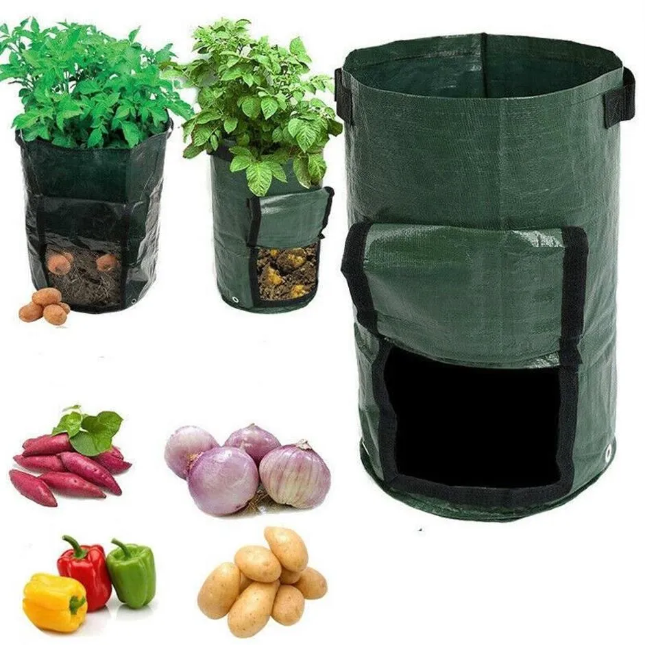 Planters Pots 2pcs النباتات تنمو أكياس المنزل حديقة البطاطا وعاء الدفيئة زراعة الخضار ترطيب حقيبة عمودية الشتلات 2249