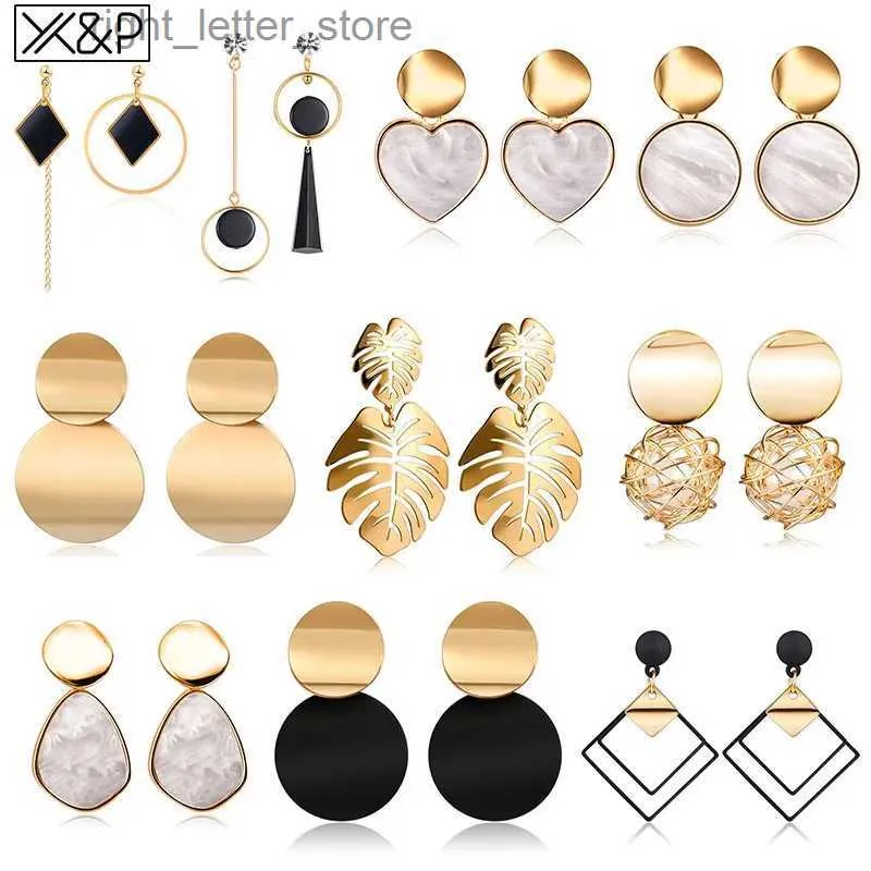 Stud X P nouveau coréen coeur déclaration boucles d'oreilles pendantes 2020 pour les femmes mode Vintage géométrique acrylique balancent boucle d'oreille bijoux YQ231128