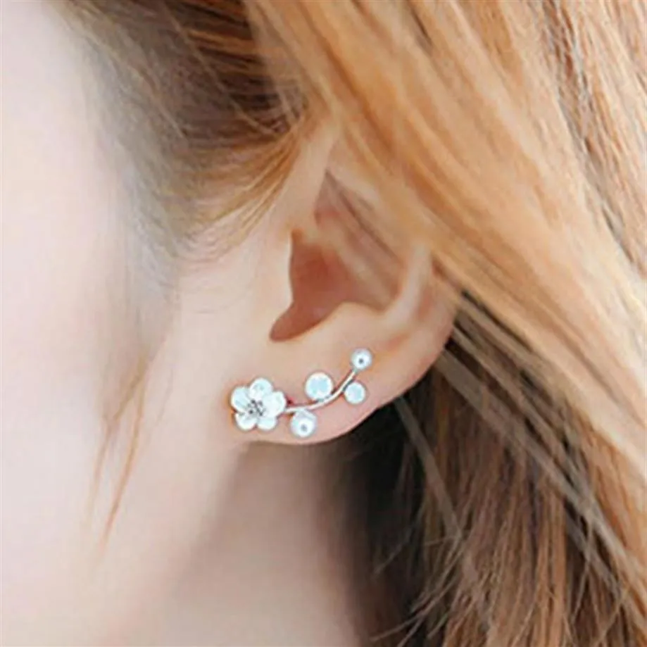 Fabala – boucles d'oreilles modernes en perles de fleur, clou d'oreille en branche, mignon Simple3178
