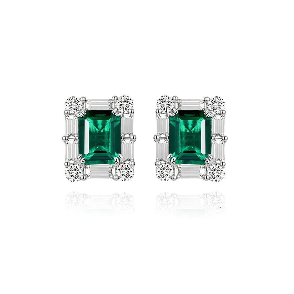 Sterling Sier 2CT Lab Grown EmeraldMerald Gemstone Vintage Studs örhängen Fina smycken