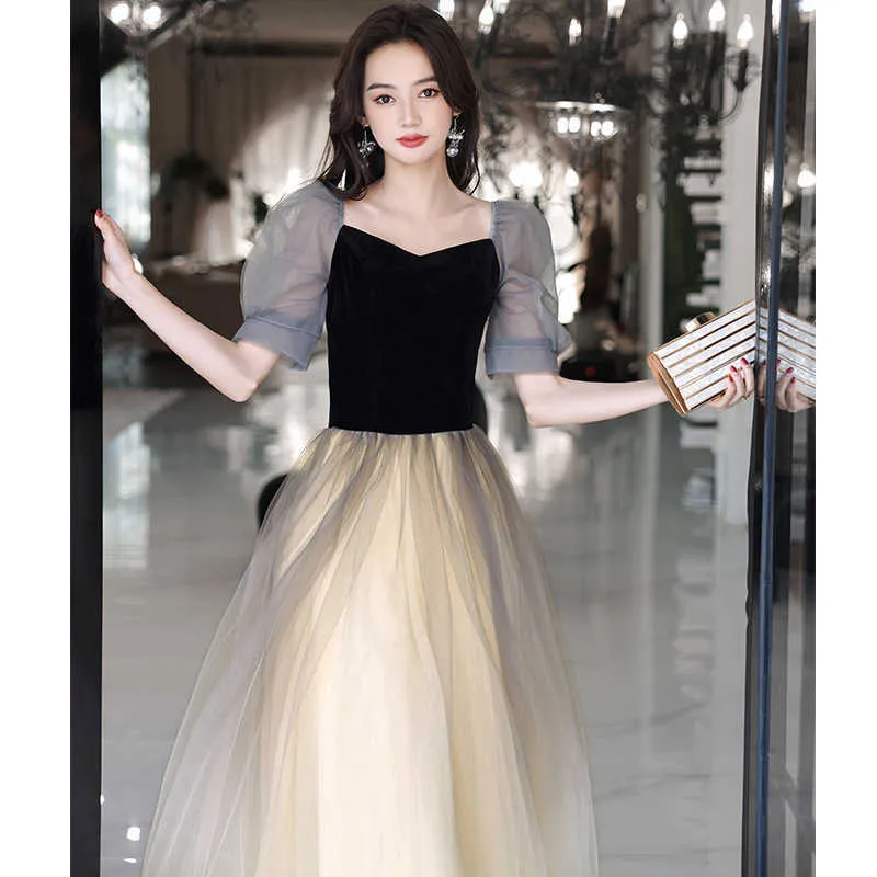 Party Dresses Black Evening Dresses Ladi Banquet Elegance and Celebrity French Host Bridmaid Dresses Student Art Examination Dresses