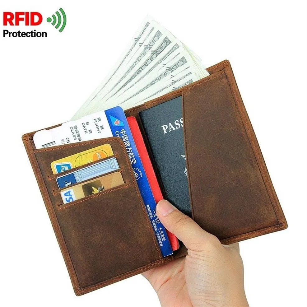 HBP Women Men Vintage Business Passport Covers Holder Multi-Function ID Bank Card PU Leather Wallet Case Travel Accessories260u