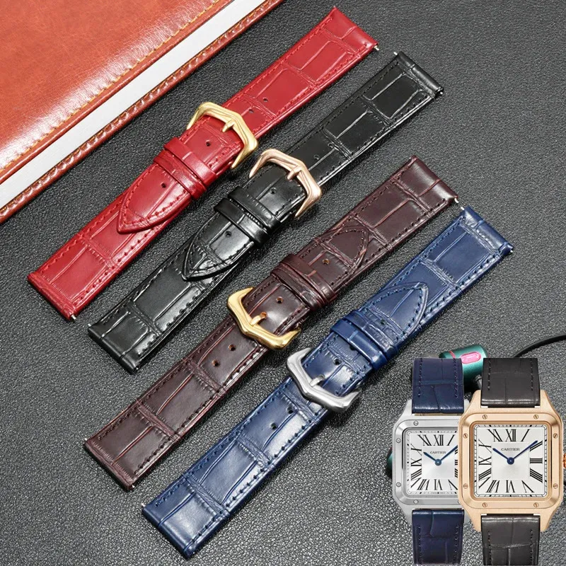 Watch Bands Genuine Leather Watchband With Substitute Tank Wine Barrel SANTOS Dumont Series Cowhide Strap 16 17 18 19 20 21 22 23 24mm 231129