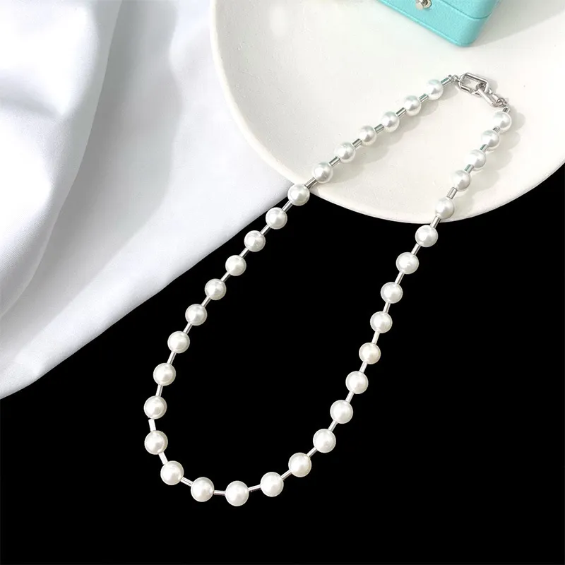 Pendant Necklace 18K Gold Plated Elegant pearl beads Letter Wedding Necklaces Gift factory wholesale With Free dust bag