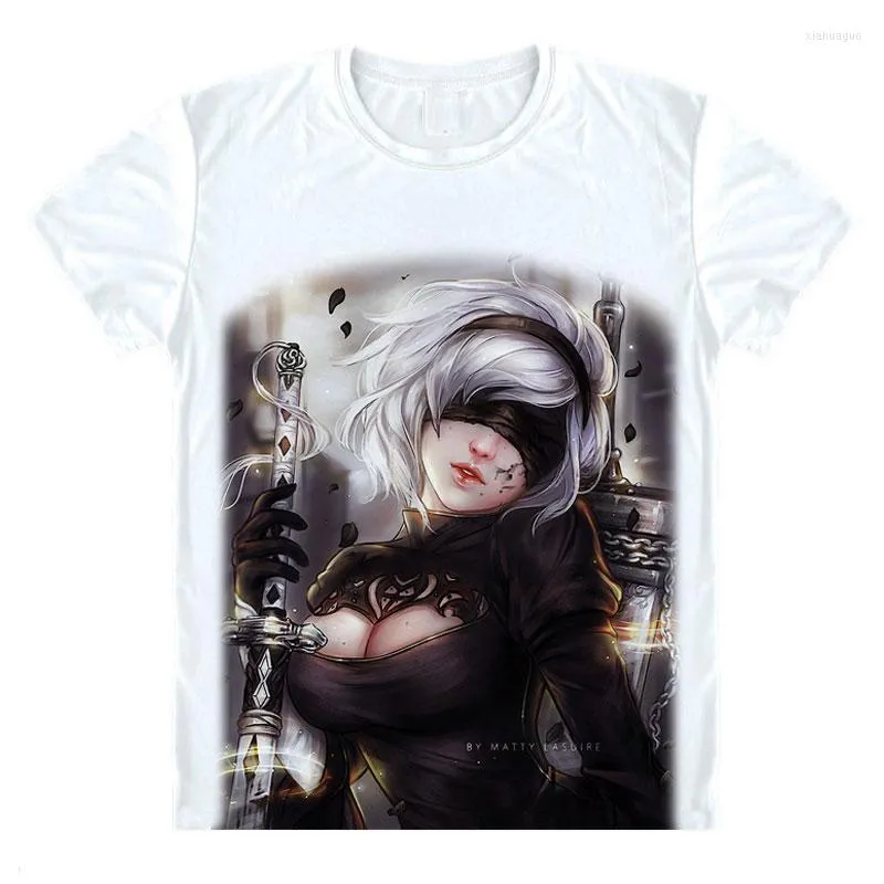 Camisetas masculinas camisa automata nier 2b yorha No. 2 Type B Soldier Cosplay Anime Tee