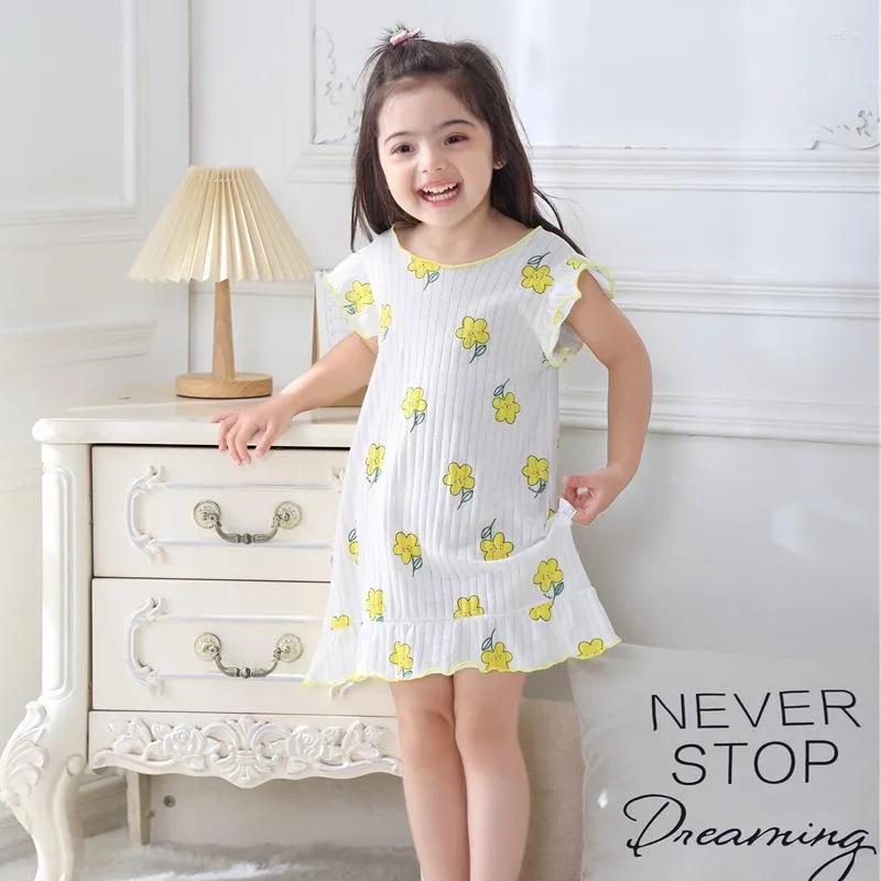 Fille robes bébé robe été infantile à manches courtes coton pyjamas jupe doux mince Style Homewear enfant en bas âge vêtements pour enfants