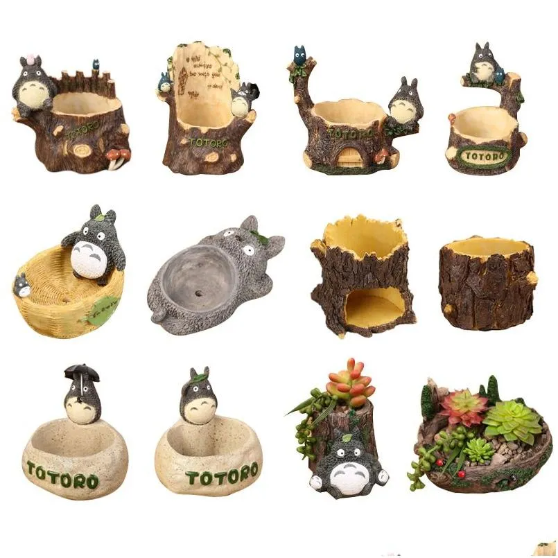 Vases My Neighbour Totoro Figurines Vase Resin Flowerpot Ornaments Funny Succent Plants Flower Pot Home Decor 210310 Drop Delivery Ga Dhaly