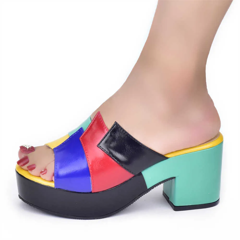 Sandals Italian Lady Shoes Multicolor Design Wedges Shoes for Women Platform Shoes High Heels Thick Heel Slingbacks Lady Wedge Sandals J230428