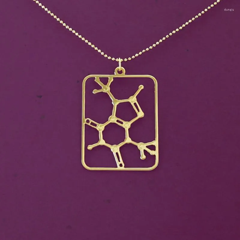 Naszyjniki wiszące czekoladę - biżuteria chemia cząsteczki teobromy
