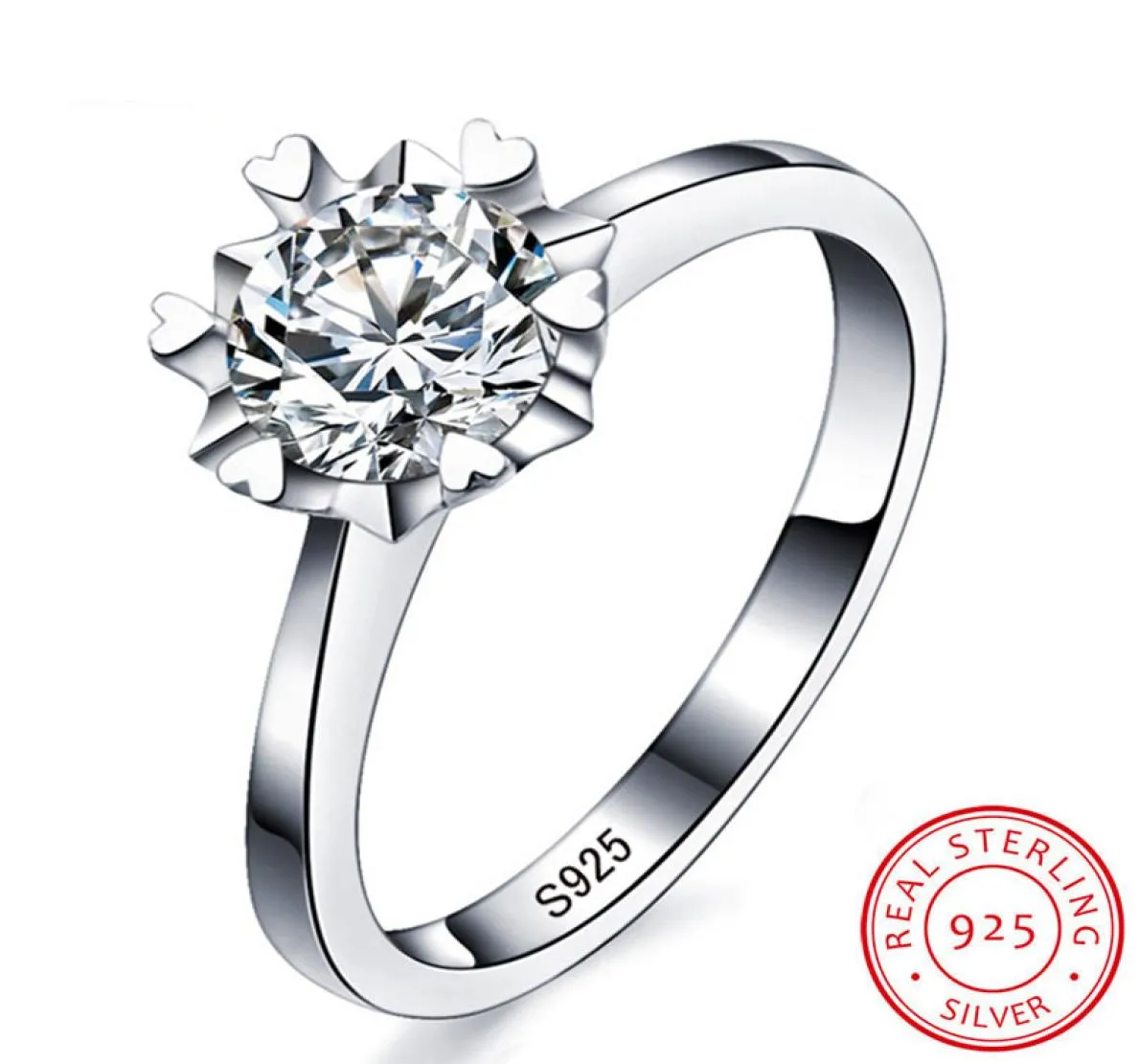 Lusso 100 anelli in argento massiccio 925 set 6mm 1 ct SONA CZ diamante anelli di nozze in argento puro gioielli regalo intero per le donne XR0216775191