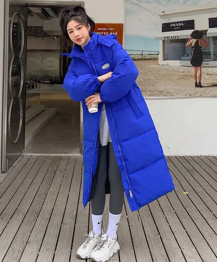 Casacos femininos casacos para baixo jaqueta de algodão feminino longo na altura do joelho 2022 inverno nova versão coreana jaqueta de algodão solto e engrossado jaqueta de algodão ins jaqueta na moda