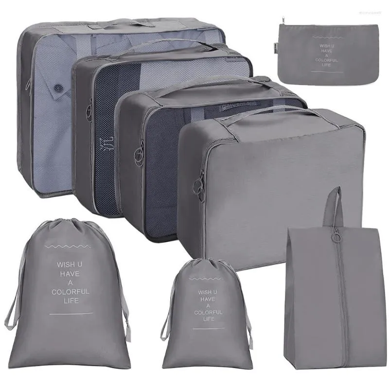 저장 백 8pcs 주최자 접이식 가방 편리한 여행 큐브 세트 멀티 크기 휴대하기 쉬운