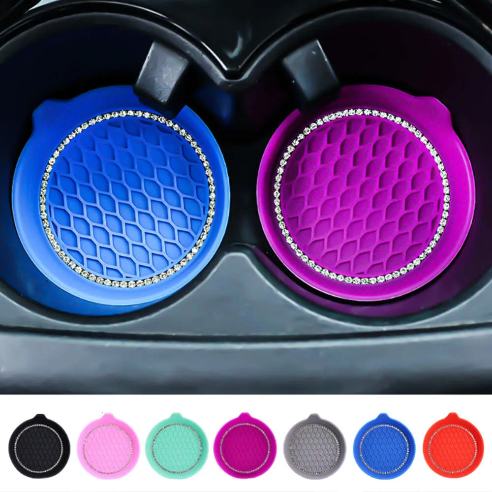 Upgrade Upgrade Upgrade Car Interior Non-slip Water Cup Pad Diamond Rhinestone Bling Decoration Cup Bottle Anti-skid Rubber Cushion Mat Accessories