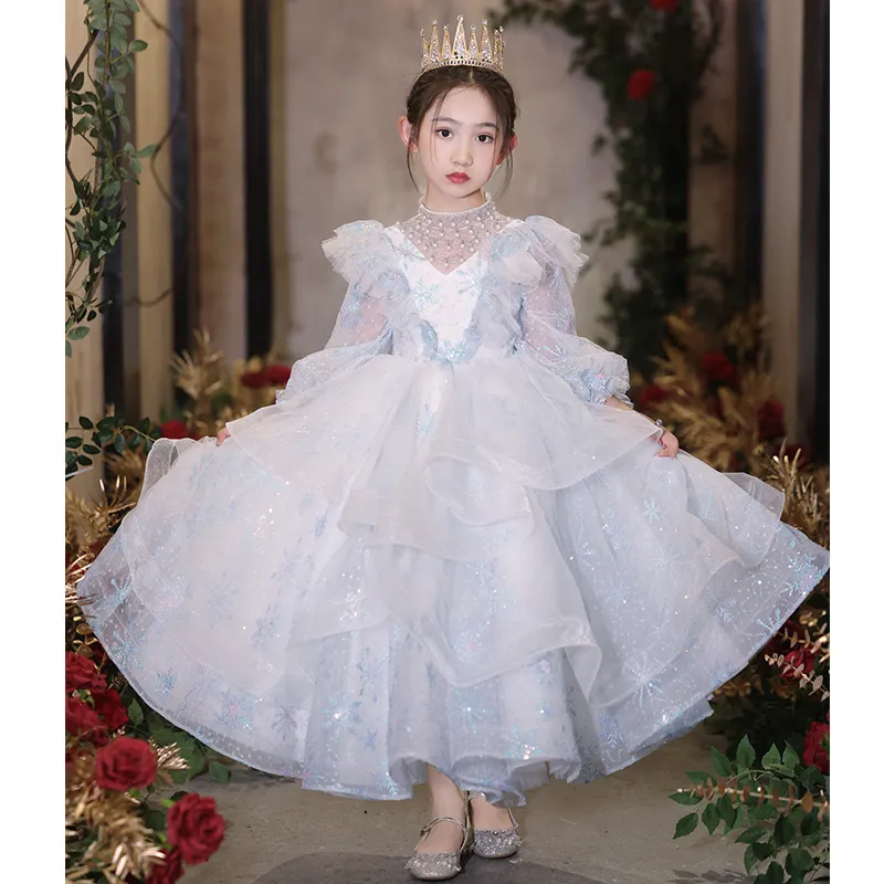 Ragazze di fiori bianchi per il bambino da bambino ragazza cristallo di cristallo tulle speciale oCn Robe de soireegirls abito da ballo abito da ballo abiti da compleanno 403